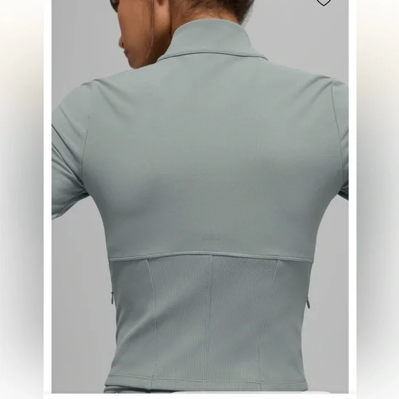 NEW! Alo Airbrush Corset Full Zip Jacket- Lunar Grey/Small - Picture 13 of 13